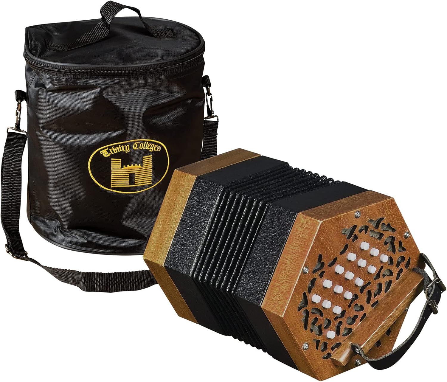 Trinity College AP-1230A Anglo-Style Concertina – Walnut Finish, 30 Buttons, 1½ Octave Range, Chromatic Tuning, Travel Bag Included