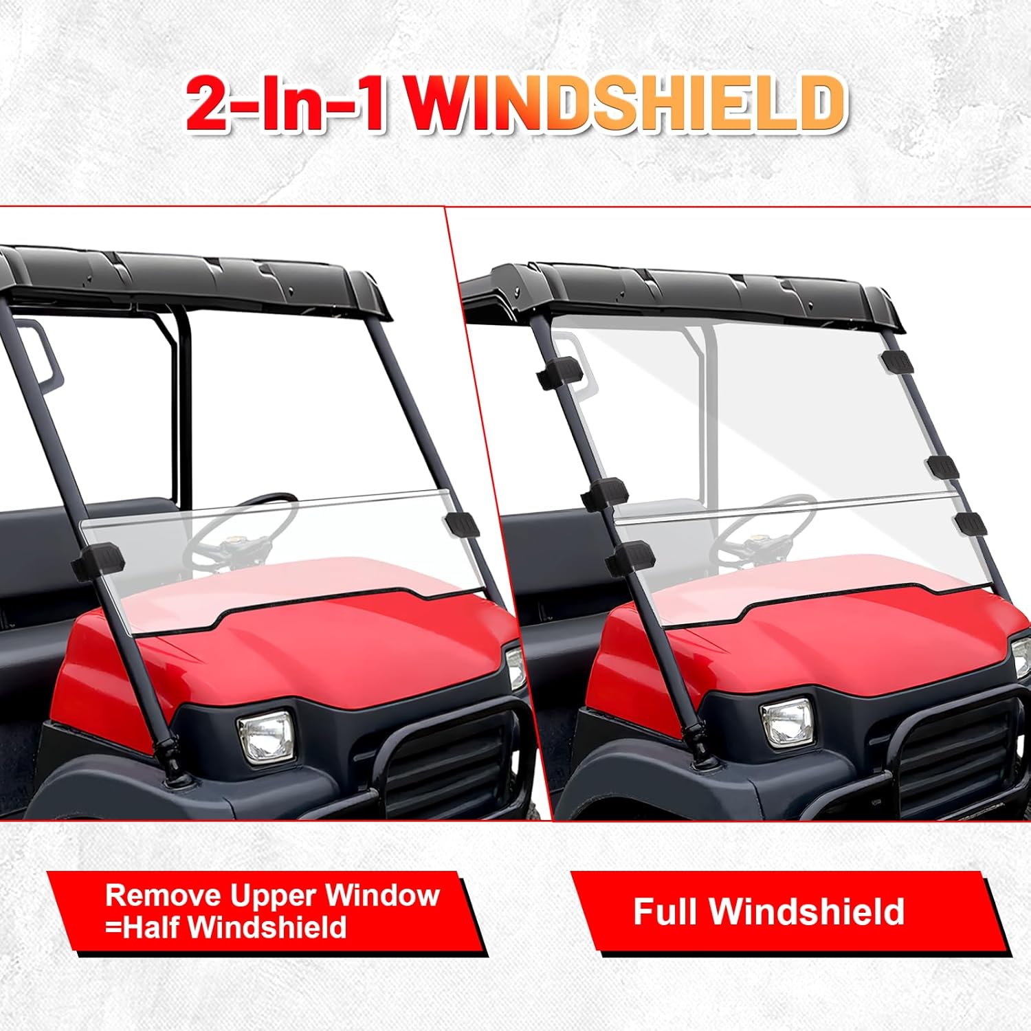 StarknightMT Front Windshield Compatible with Kawasaki Mule 3000 3010 2003-2013 Scratch-resistant Clear Full Windscreen for UTV Hard Coated 2-in-1 PC Window Heavy-duty Panel Anti-UV Accessories