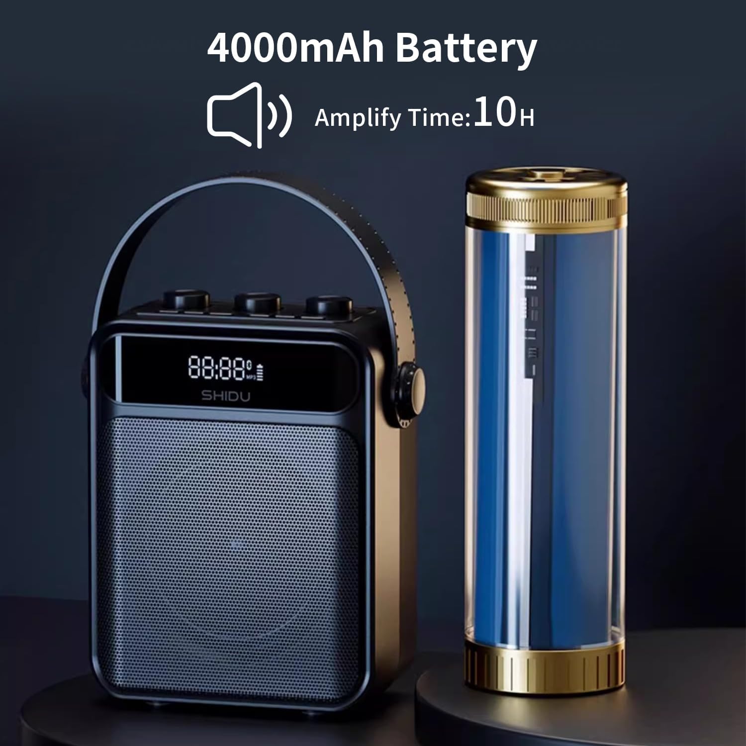 SHIDU 40W Voice Amplifier, Portable Speaker with UHF Wireless Microphone Personal Pa System Support Bluetooth/TF Card/USB/AUX/MIC for Classroom, Tour Guide, Coaching, Training, Meetings, Singing