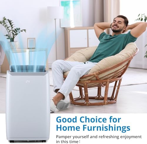 Portable Air Conditioner 12000BTU(ASHRAE) with Remote Control and 24H Timer, 3 IN 1 Low Noise Portable AC Unit with Dehumidifier and Fan, up to 550Sq. Ft. For Bedroom, Living Room, Office