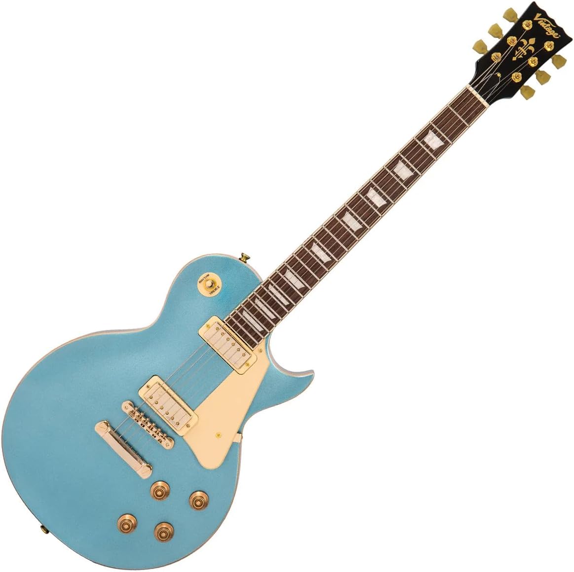VINTAGE Electric Guitar, Right, Gun Hill Blue (V100MGHB)