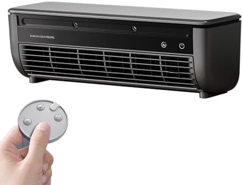 Wireless Charging Air Conditioner, 2025 New Portable Cooling Air Conditioning Fan, No Drilling Kitchen Wall Air Conditioner Fan, Waterproof and Oil-proof, for Kitchen Bedroom Living Room (Black)