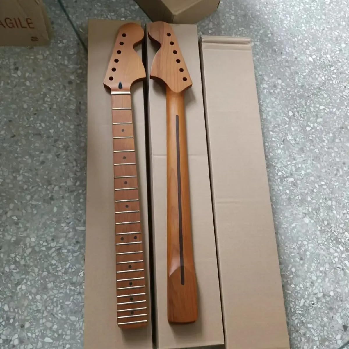 Modern 'C' Model 22-Fret Roasted Maple Electric Guitar Neck - Matt Varnished Finish - Enhance Your Guitar with Premium Quality Upgrade (Brown Matte Maple)