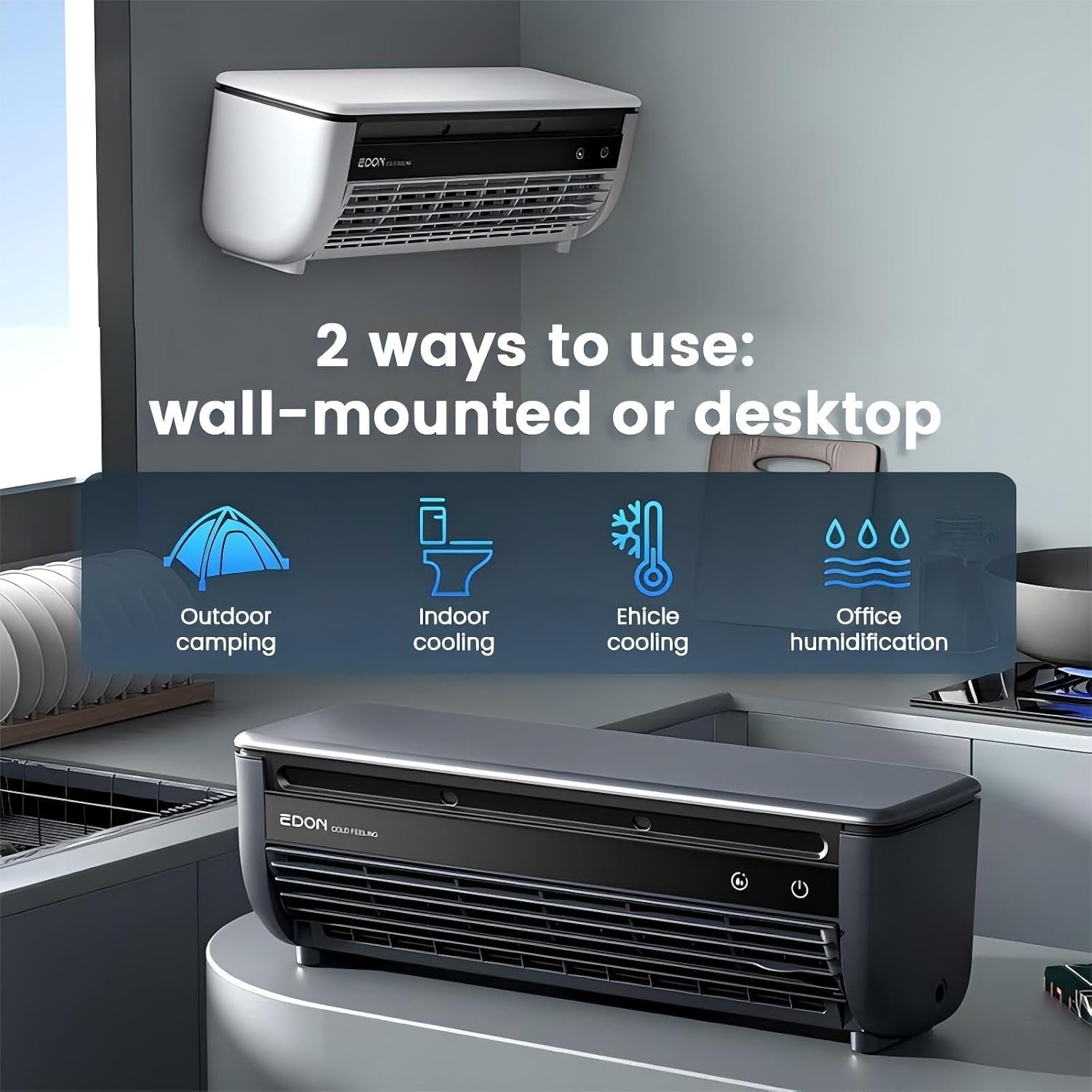 Saker SakerPlus Portable Wireless Wall Mounted Air Conditioner | 10s Cool 13°C & 10dB Ultra-Quiet | 3 Smart Speed Modes | 6000mAh Battery with Remote | for Kitchen Bedroom Garage RV Dorm（white）