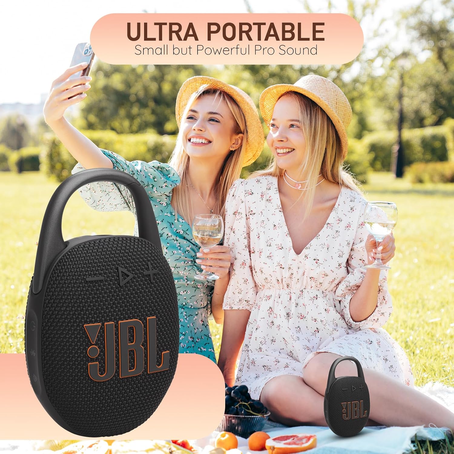 JBL Clip 5 Portable Bluetooth Speaker, IP67 Waterproof & Dustproof, Long-Lasting Battery - Squad - Boom h's Comprehensive Ultimate Performance Cloth Solution for Your On-The-Go Sound Experience