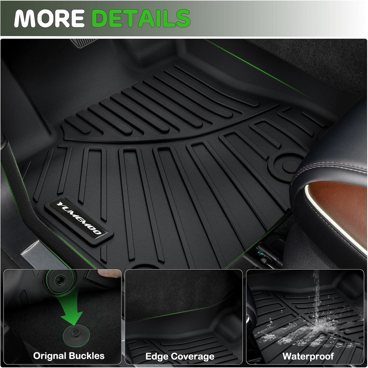 Floor Mats for 2026 2025 Volkswagen Tiguan Upgrade Trunk Mat with Backrest Mat All Weather TPE Floor Liners Fit for 2025 2026 VW Tiguan Anti-Slip Full Set Car Accessories