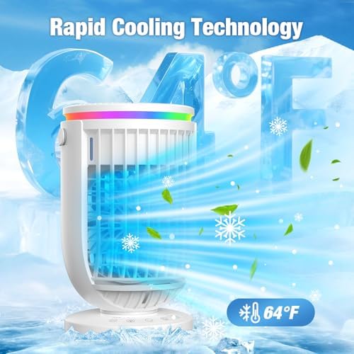 AC Portable for Room Office,AI Portable Air Conditioners Fan with 120° Rotating Function,JYew Evaporative Mini Room Air Conditioners,Portable AC Unit Air Cooler with 4 in 1 Humidifier Fan Conditioner