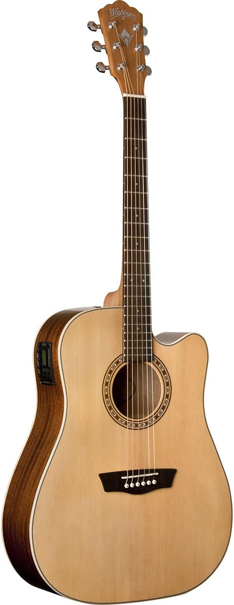 Washburn WD7SCE Harvest Series Solid Sitka Spruce/Mahogany Dreadnought Cutaway Acoustic-Electric Guitar - Natural Gloss