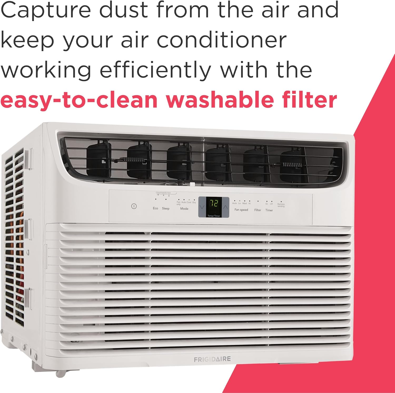 Frigidaire 10,000 BTU Window Air Conditioner with Remote Control, Cools Up to 450 Sq. Ft., Quiet Operation, Eco Mode, 3 Fan Speeds, Auto Restart, White