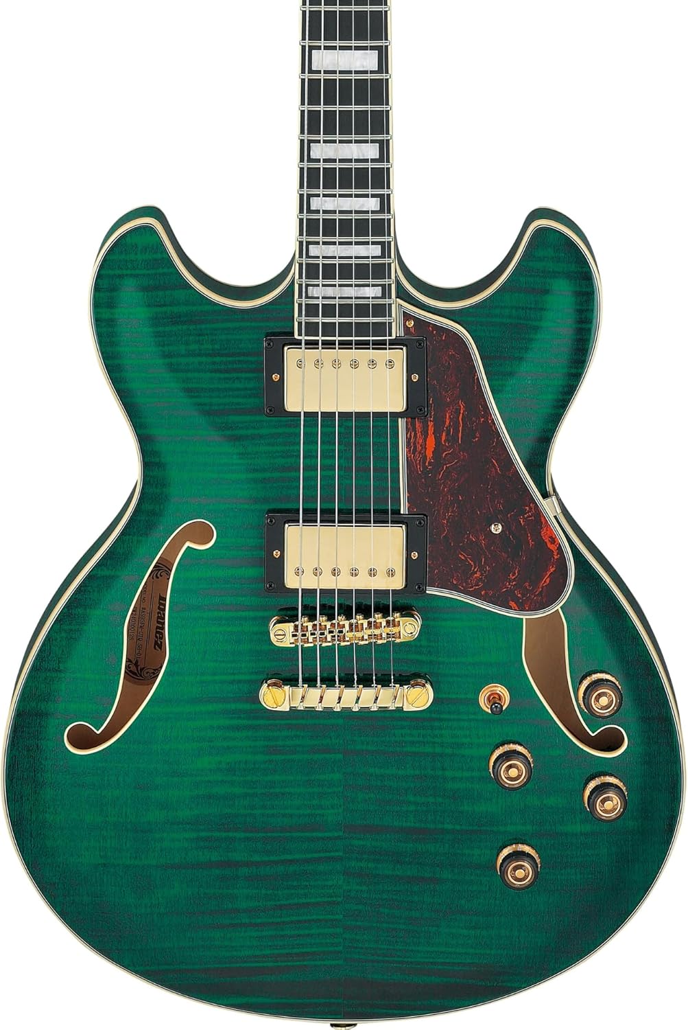 Ibanez AS93FM Artcore Expressionist 6-String Right-Handed Electric Guitar with Flamed Maple Body and Macassar Ebony Fingerboard (Transparent Moss Green)