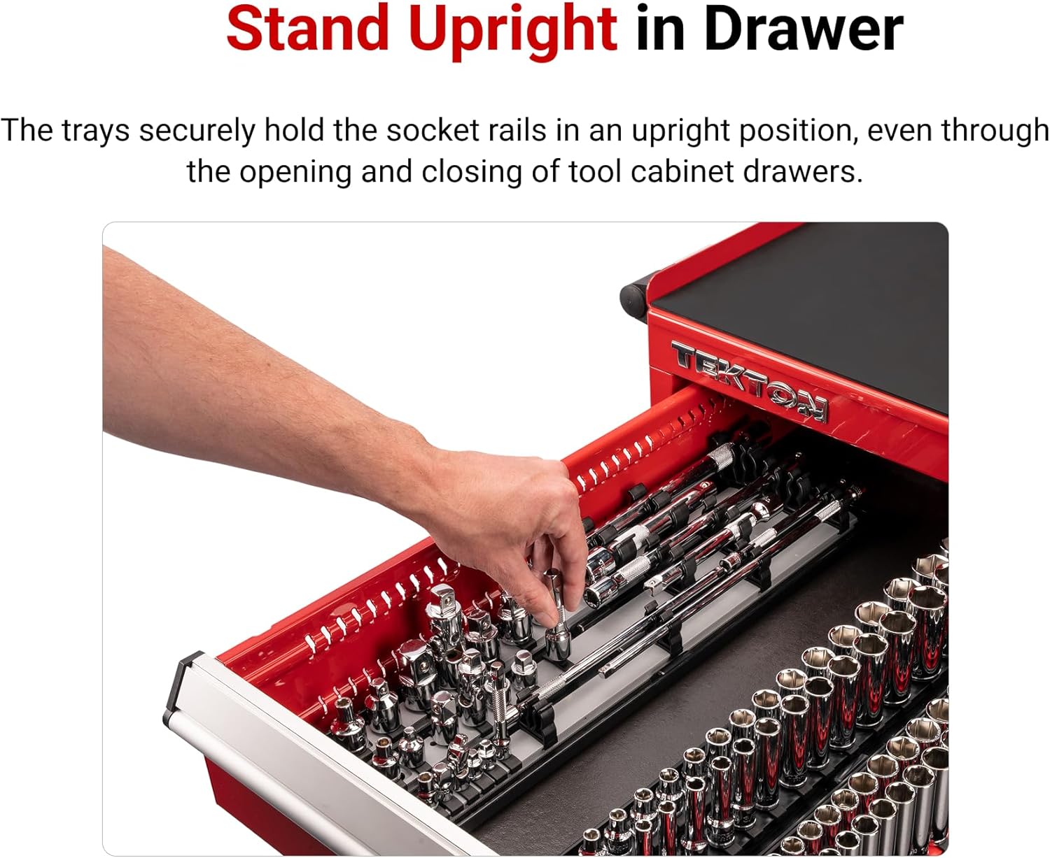 TEKTON 1/4, 3/8, 1/2 Inch Drive Extension and Accessory Set with Rails and Tray (27-Piece) | SHA99201