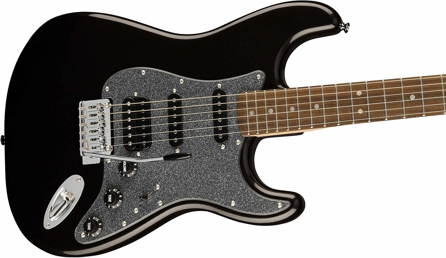 Fender Squier Affinity Stratocaster HSS Limited Edition - Metallic Black Bundle with Gig Bag, Tuner, Strap, Picks, and Austin Bazaar Instructional DVD