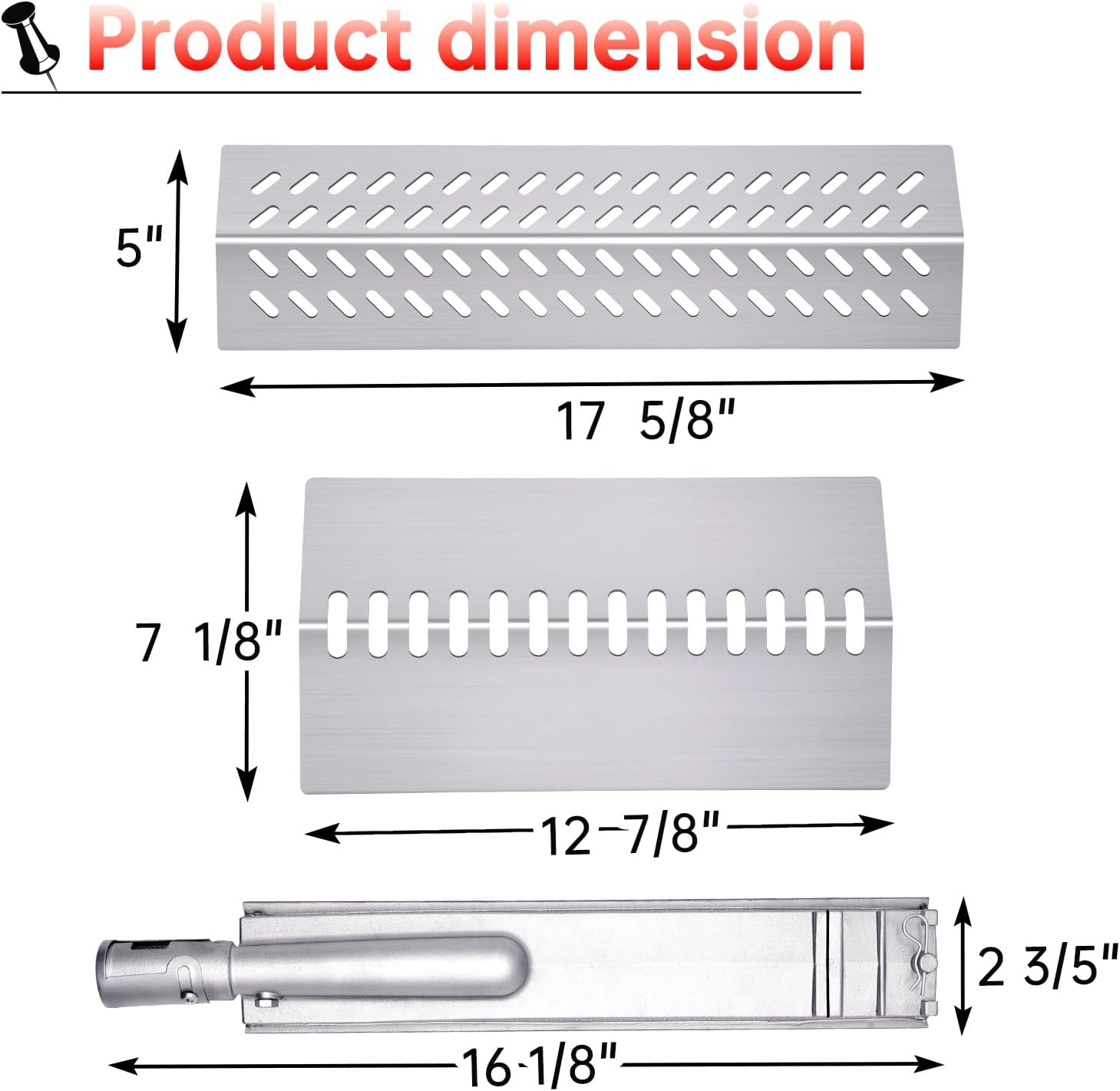 16516 16631 16520 Grill Burner Replacement for 5 Burners Bull Grill Replacement Parts Bull Brahma 57568 57569, Cal Flame BBQ04103000, BBQ04103010-CC, Grill Heat Plates Grill Parts Accessories