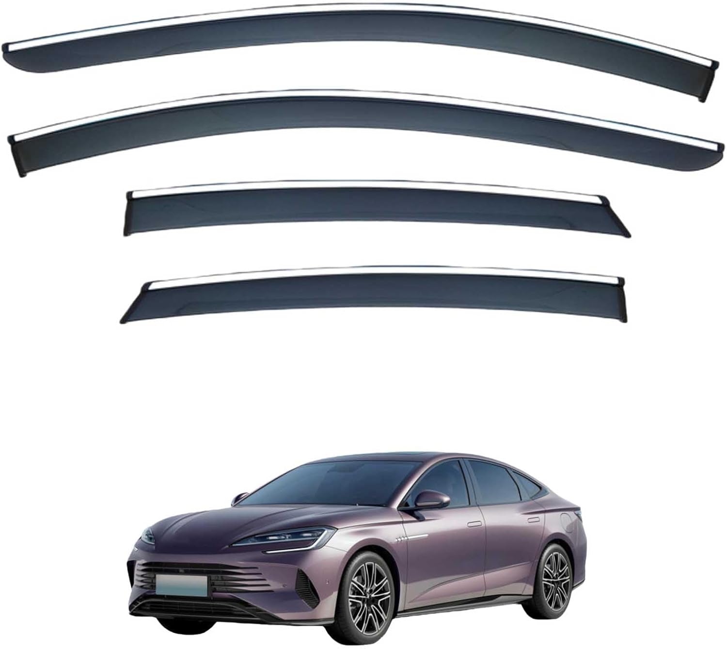 Window Deflectors for BYD Seal DMI MK1 2023+, Sun Rain Guard Window Visors Vent Shades with Bright Stripes Car Accessories