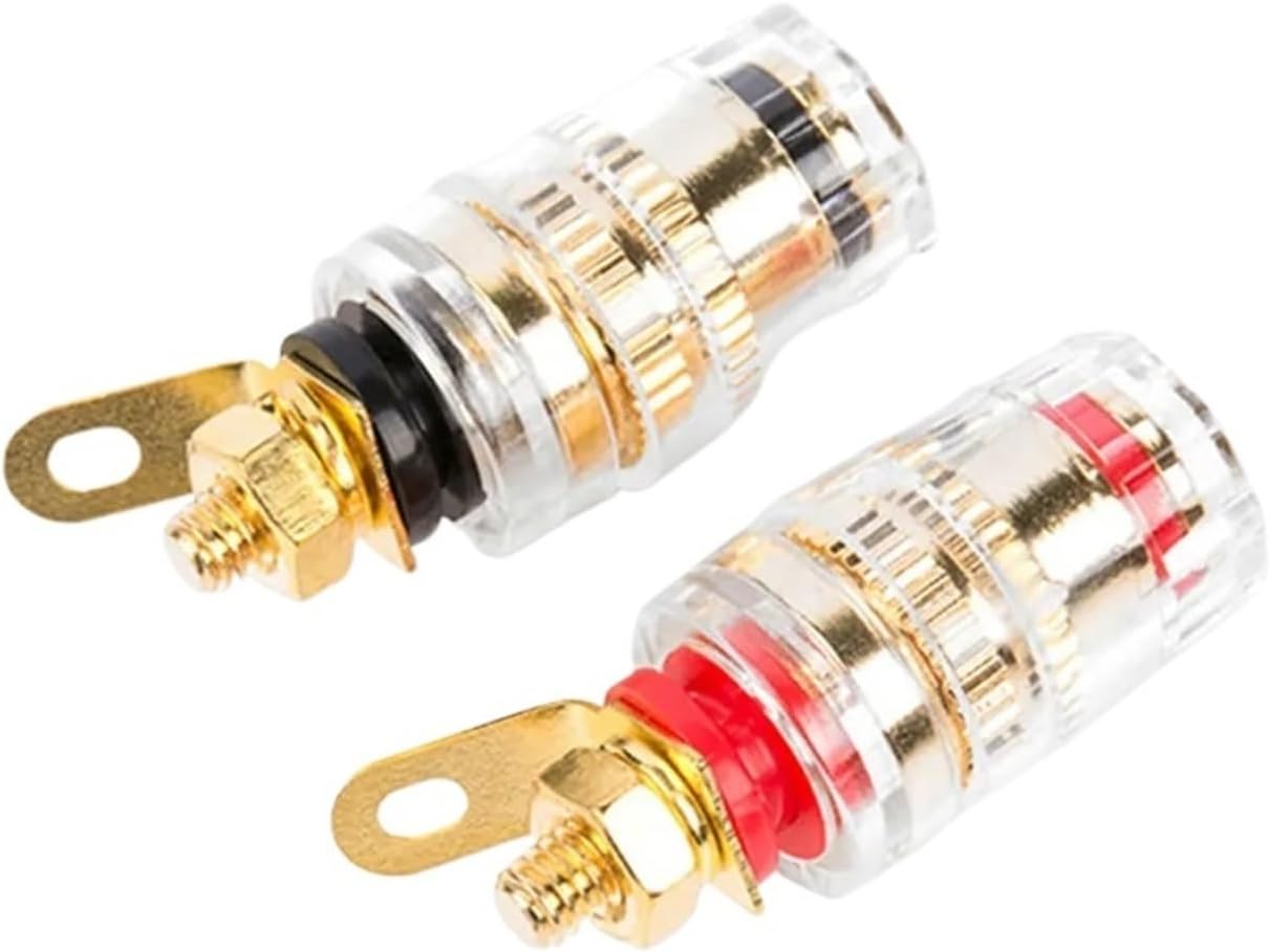 2PCS Audio Connector Terminals Banana Socket 4mm Binding Post Terminal Brass Gold Plated for Speaker Amplifier Acoustic(20PCS,Red-01)