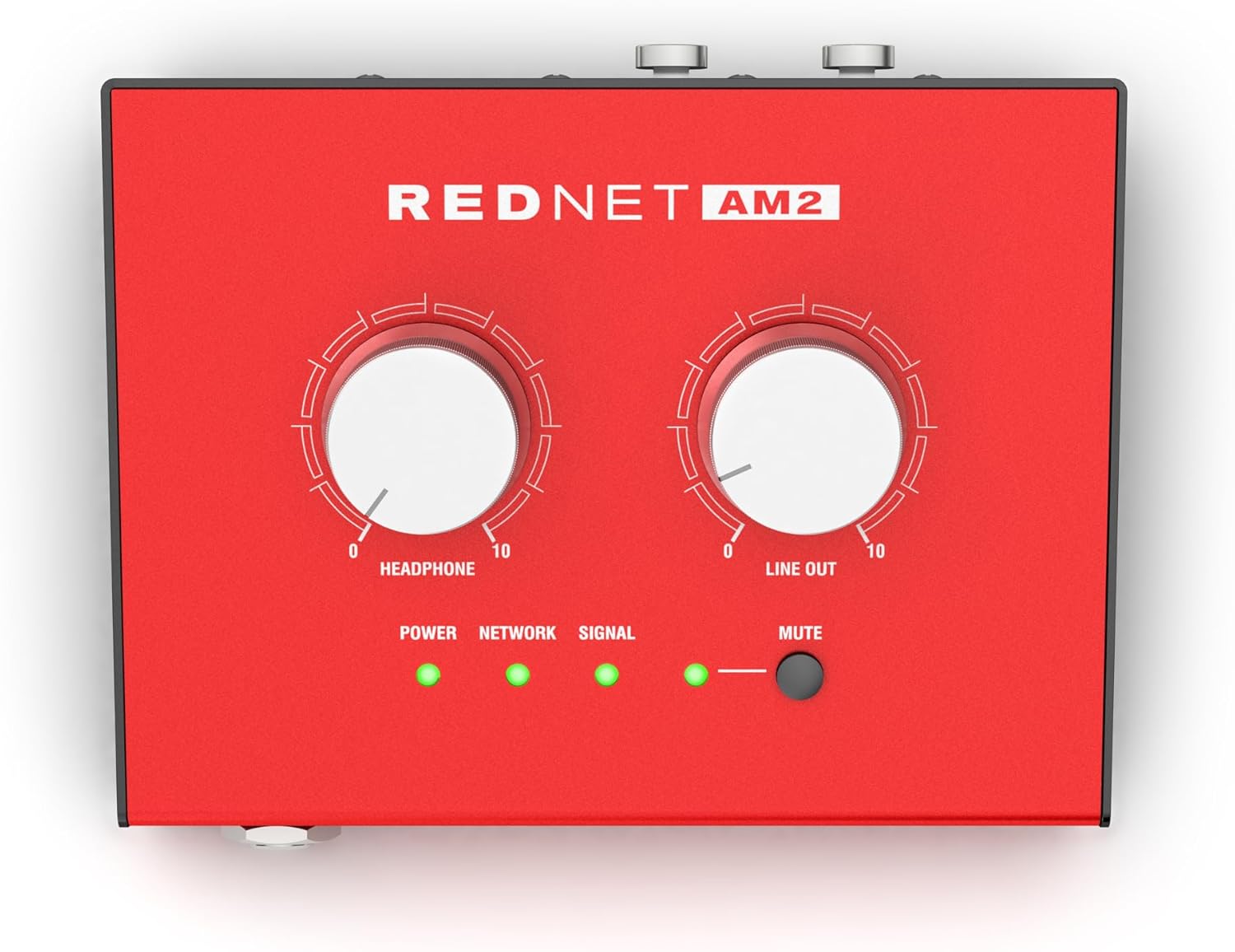 Focusrite RedNet AM2 Stereo Dante headphone amp and line out interface with PoE (Power over Ethernet)