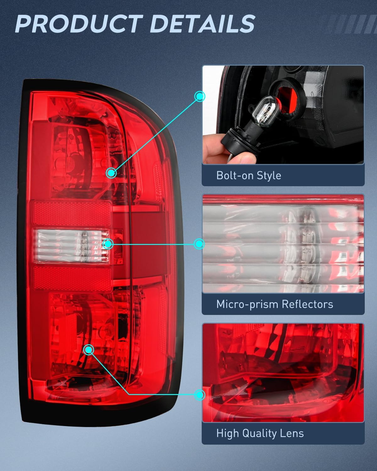 Nilight Taillight Assembly Compatible with 2015 2016 2017 2018 2019 2020 2021 2022 Chevy Colorado Tail Lights Rear Lamp Replacement OE Style Driver and Passenger Side w/Bulbs