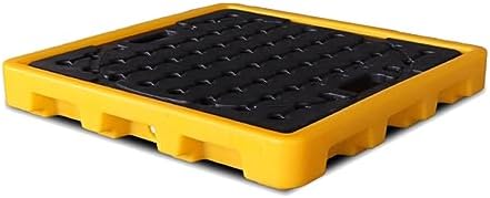 Oil Drum Tray, Industrial Nestable Oil Drums Leak-Proof Tray, Garage Storage Detachable Anti Slip Polyethylene Platform with Drain - Drum Containment Spill Pallet(26.4