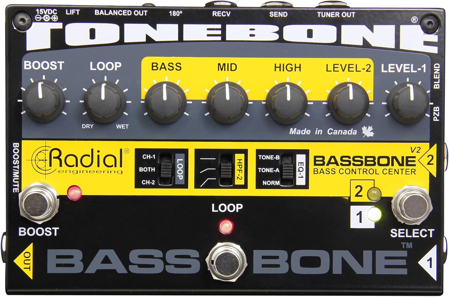 Bassbone V2 Guitar Effects Switcher - Black