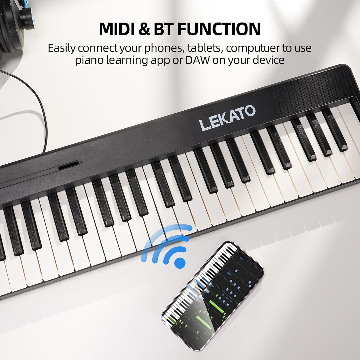 LEKATO FP-10 Portable Piano Keyboard for Beginners 88 Keys Folding Digital Piano with Sustain Pedal Foldable Electric Piano Keyboard with Semi Weighted Wood Grain Key Suitable for Midi Bluetooth