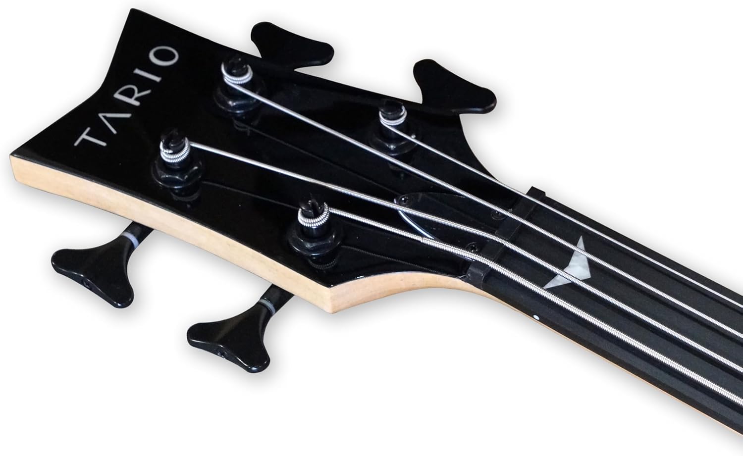 TARIO 4 String Black Fretless Electric Bass, Bolt-on Maple Neck, Poplar Body