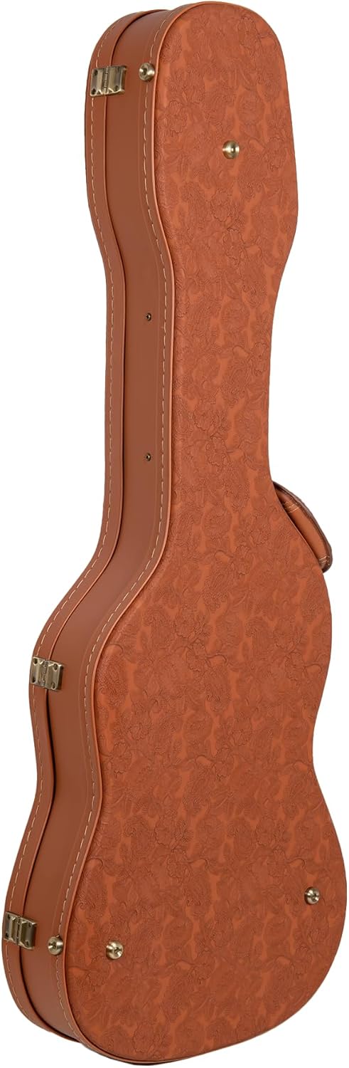 Crossrock Relief Series Electric Guitar Case for Telecaster & Stratocaster Style | Carved Red Wood Finish, Ivory Plush Interior, Lock (CRW630STRO)