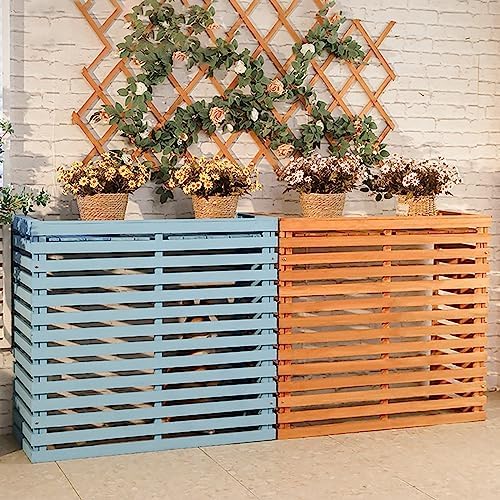 Cover for Outdoor Ac Screen for Outside Unit,Fencing to Hide Air Conditioner,Grid Wooden Air Conditioner Outer Rackfor Outside Unit Brown Plant Stand Anti-Corrosion Privacy