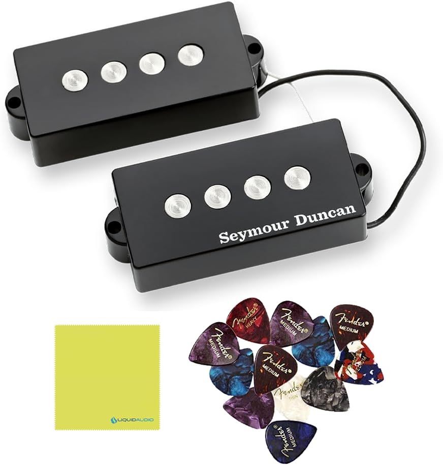 Seymour Duncan Quarter Pound™ P-Bass 4 String Pickup Bundle w/ 12x Fender Guitar Picks, and Liquid Audio Polishing Cloth