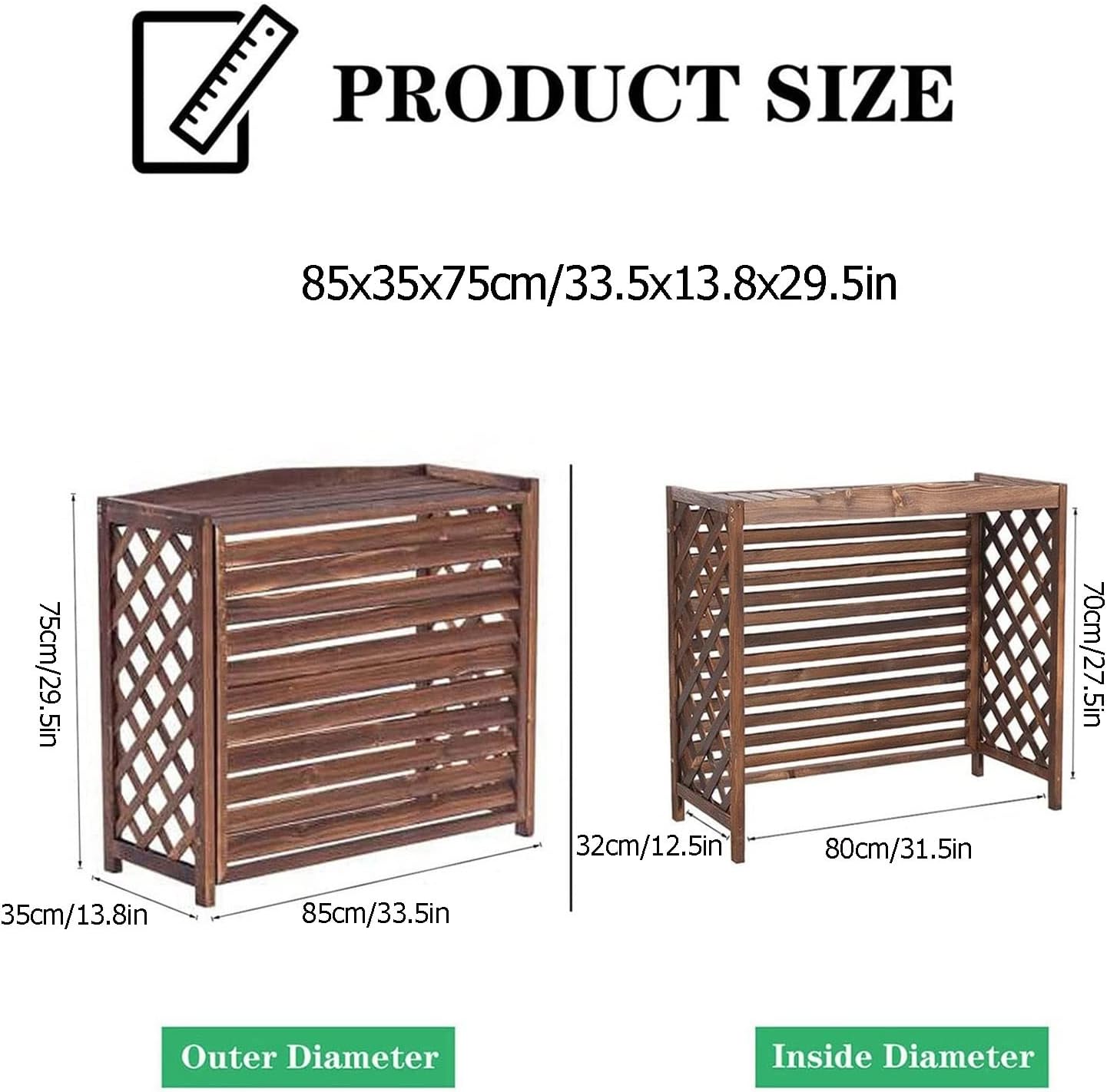 Ac Cover For Outside Unit,Air Conditioner Privacy Screen,Freestanding Louvered Space Divider,Fence To Hide Air Conditioner,Wooden Air Conditioner Cover Flower Stand Solid Wood Air Conditioni