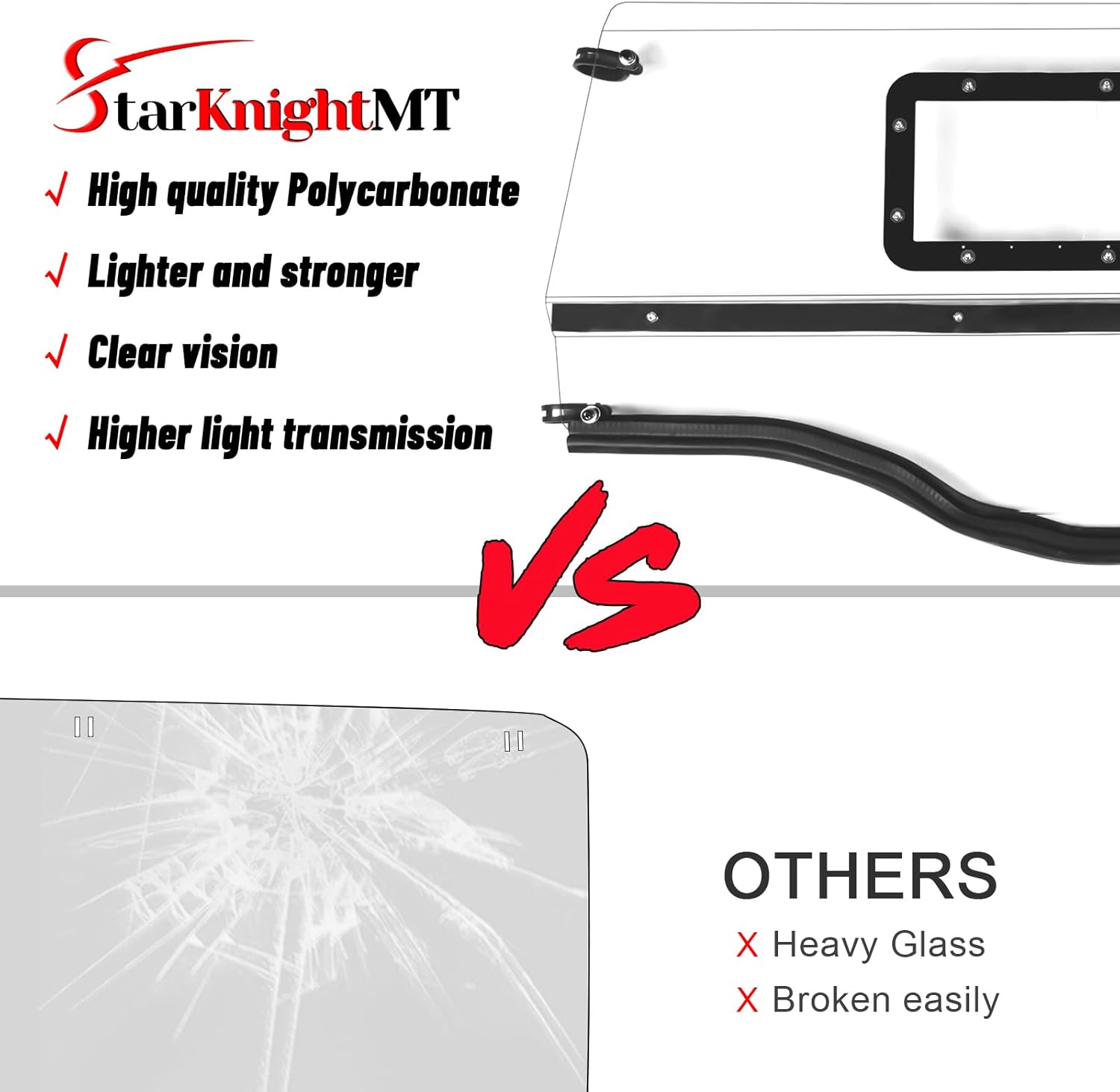 StarknightMT ZFORCE 800 Rear Windshield Vent Back Window Compatible with CFMOTO ZFORCE 800 EX 2014-2022 Clear Back Windshield UTV Accessories for All Wheather