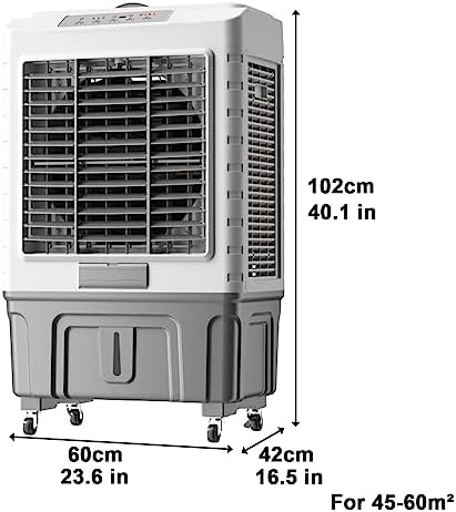 Swamp Cooler with Remote & 8H Timer, 6000CFM Evaporative Air Cooler w/ 13 Gal Water Tank, Portable 3-in-1 Air Conditioner, 3 Speeds & 4 Ice Packs, for Room Garage Patio(60x42x102cm/23.6x16.5x40in)