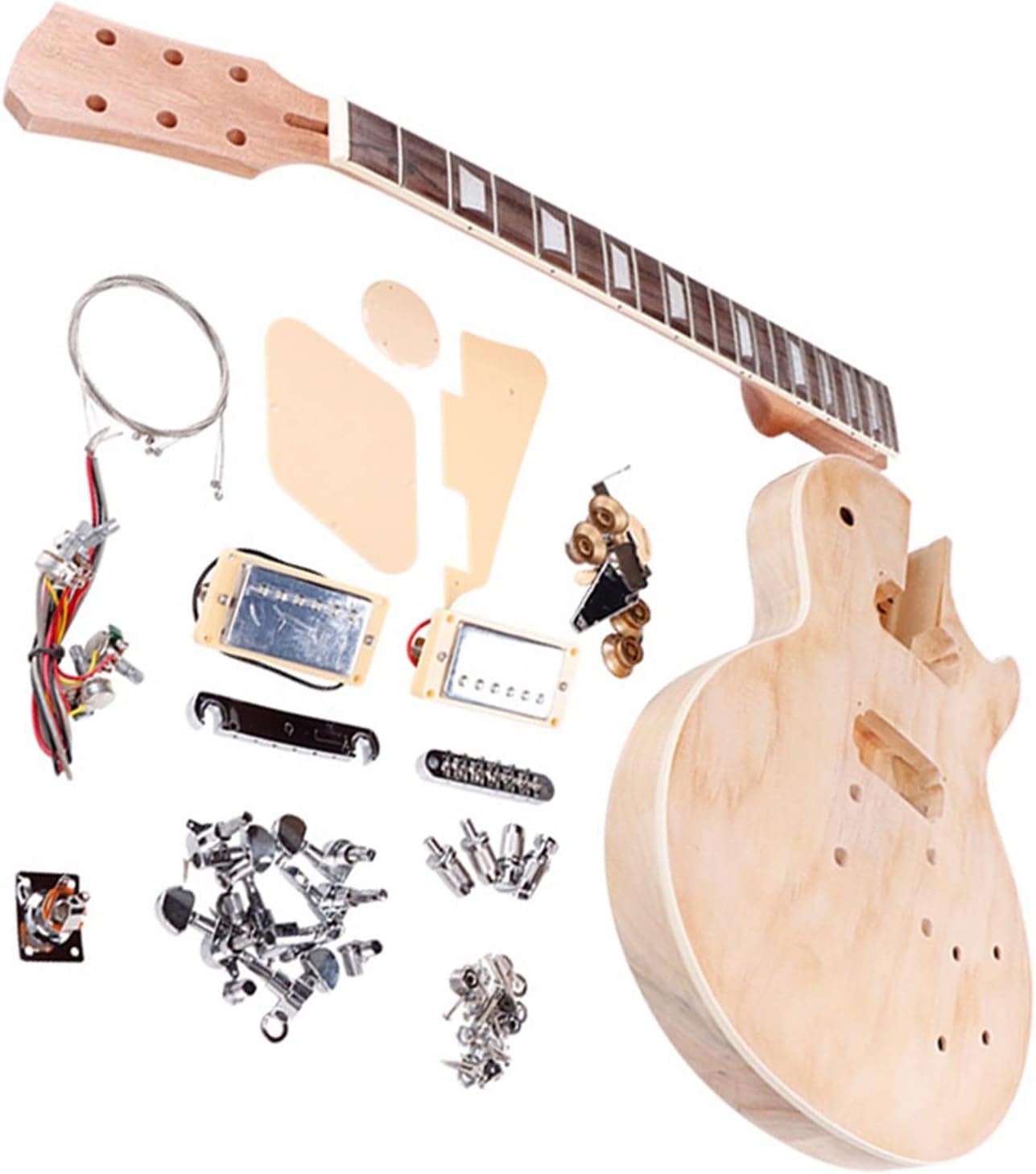 TSTS for LP Electric Guitar Set Neck Guitar Body Wood Billet DIY Semi-Finished Complete Accessories Set Unfinished Electric Guitar Kit