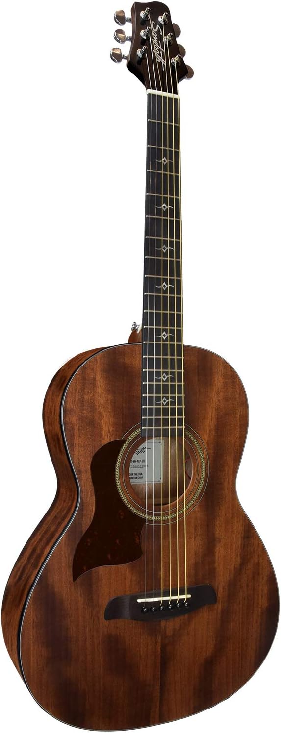 Sawtooth Mahogany Series Left-Handed Solid Mahogany Top Acoustic-Electric Parlor Guitar with Padded Gig Bag and Pick Sampler