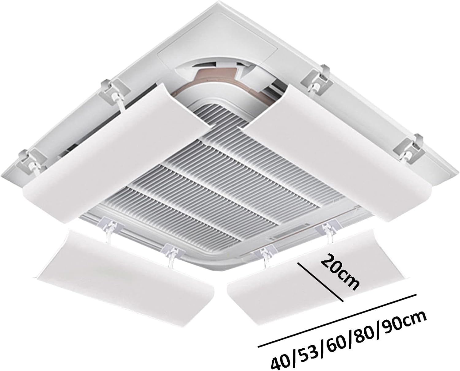 Ceiling Air Vent Deflector, Air Conditioner Deflector for Central Air Conditioning, ABS Angle Adjustable Wind Baffle, Deflector Helps Cooling/Heating Air Circulation