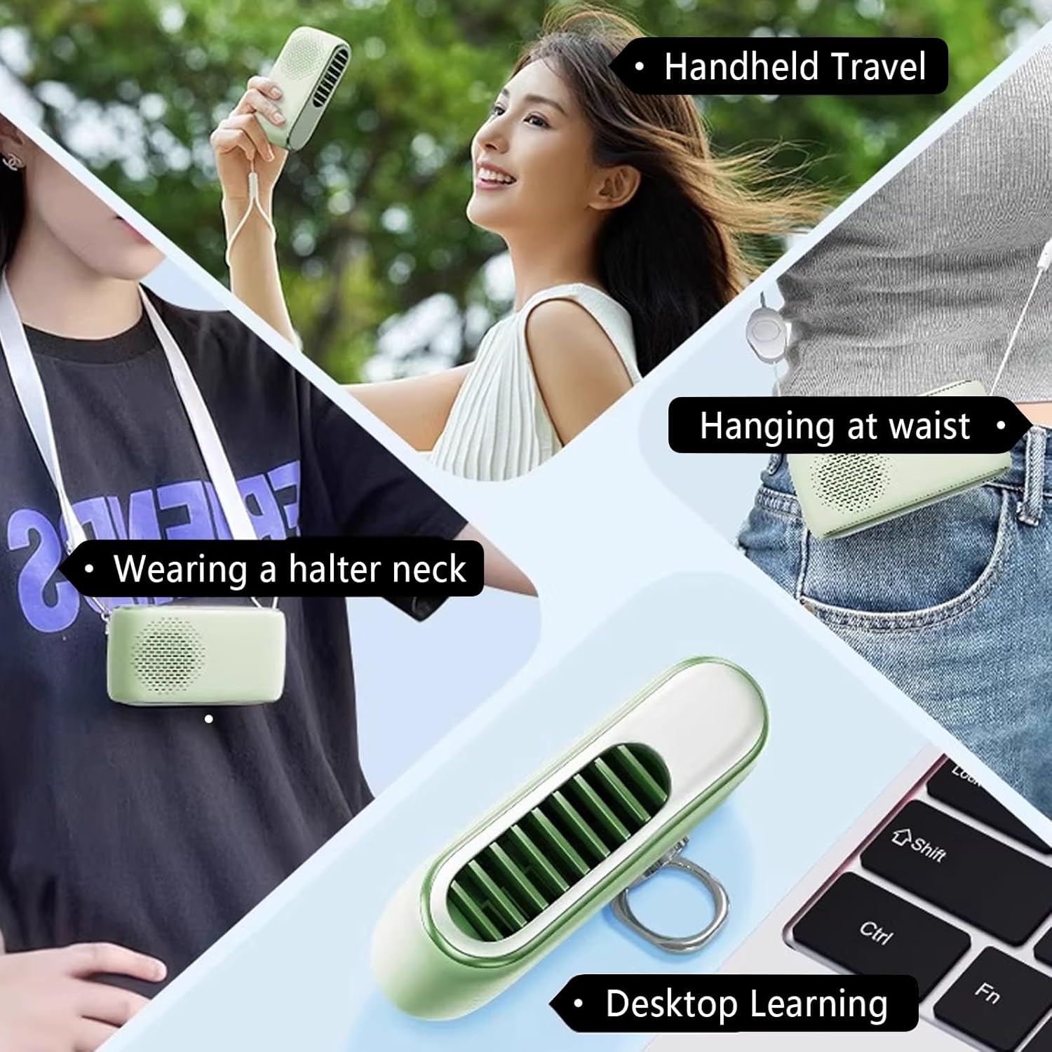 Wireless air Conditioner Air Conditioner Equipped With ICE Semiconductor Cooling Ultra Light 170g Hands Free Personal fan Suitable for Neck and Desktop use(White)