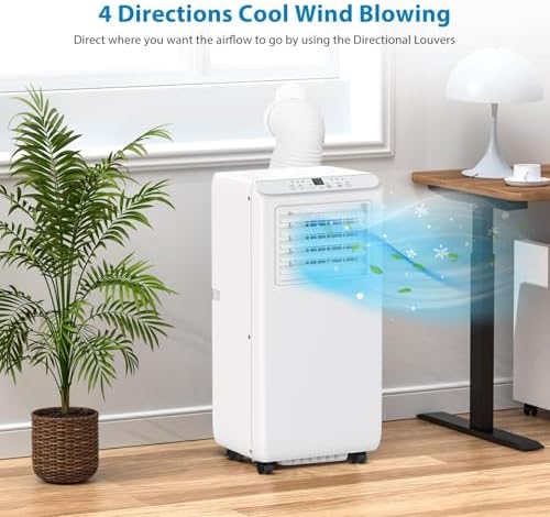 Portable Air Conditioners 8000 BTU, Remote Control AC with 24H Timer, Low Noise Energy Saving Cooling Unit for Bedroom, Office, Small Spaces 350 Sq. Ft, White