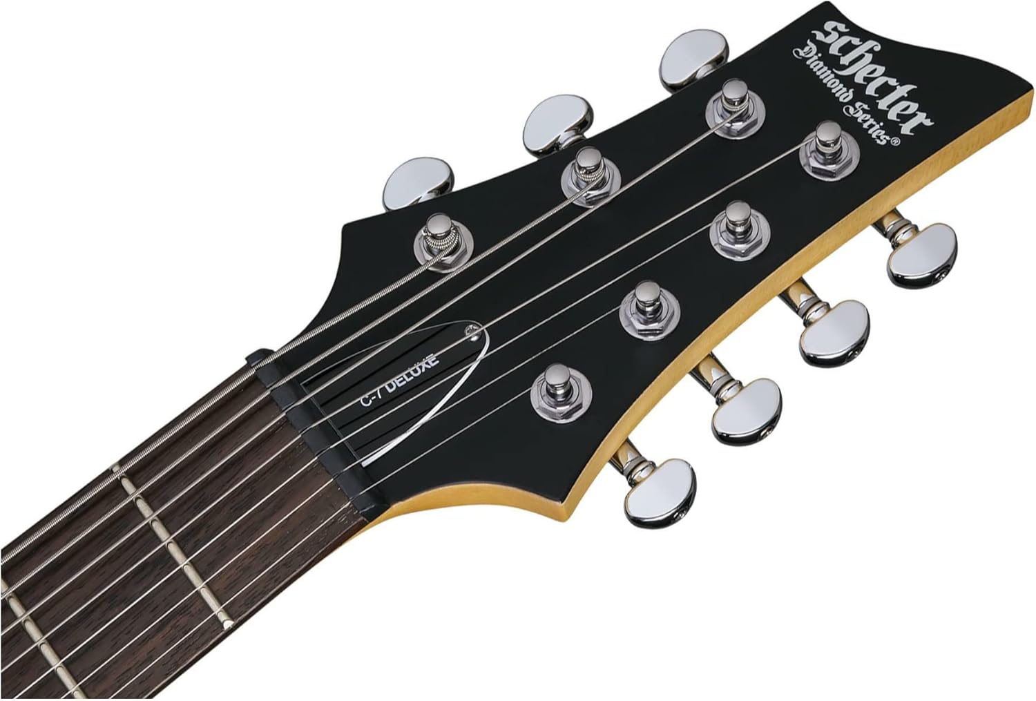 Schecter C-7 DELUXE LH Satin Black 7-String Solid-Body Electric Guitar, Satin Black