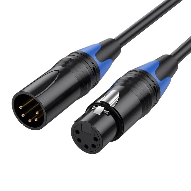 XLR 5Pin 5-Core Male to Female Audio Amplifier, Mixing Console, Lighting Spotlight Connection Cable 0.5M 1.8M 300cm 5M 10M(5m)