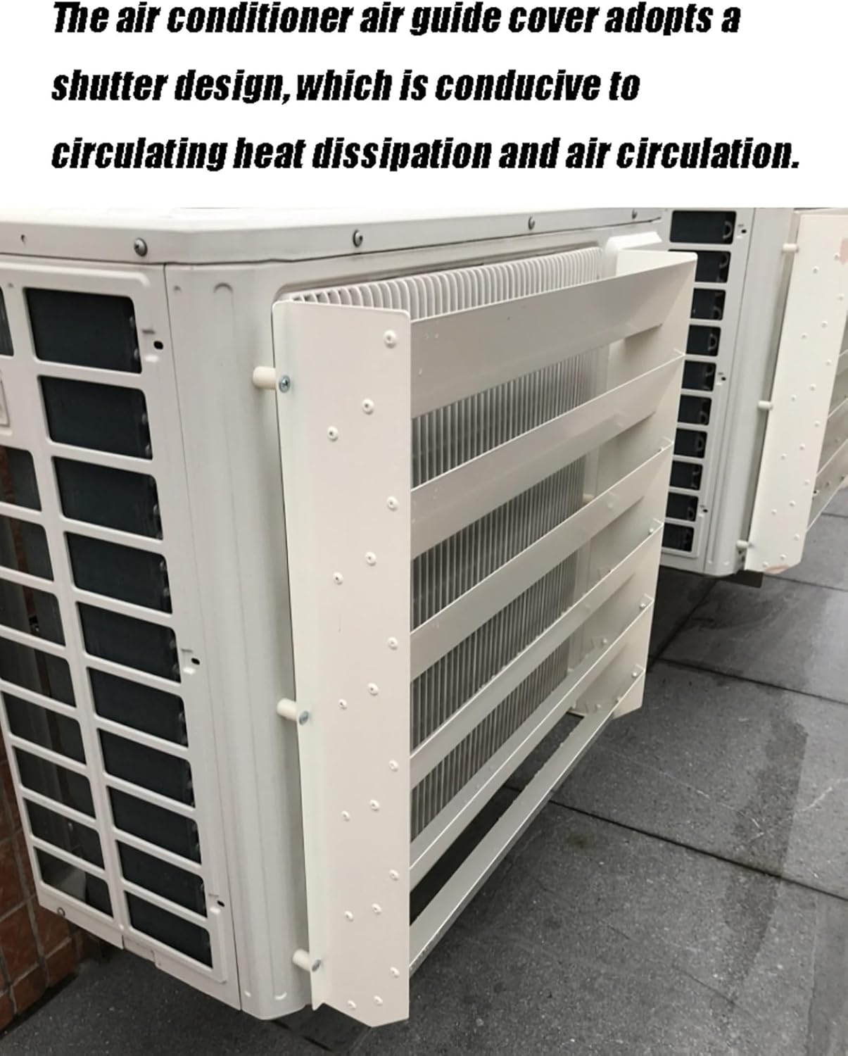Air Conditioner Outdoor Unit Cover Bracket Air Deflector Grilles, Air Outlet 45 Degrees Angle Condenser Defender Grilles, Galvanized Seel Shutter Deflector