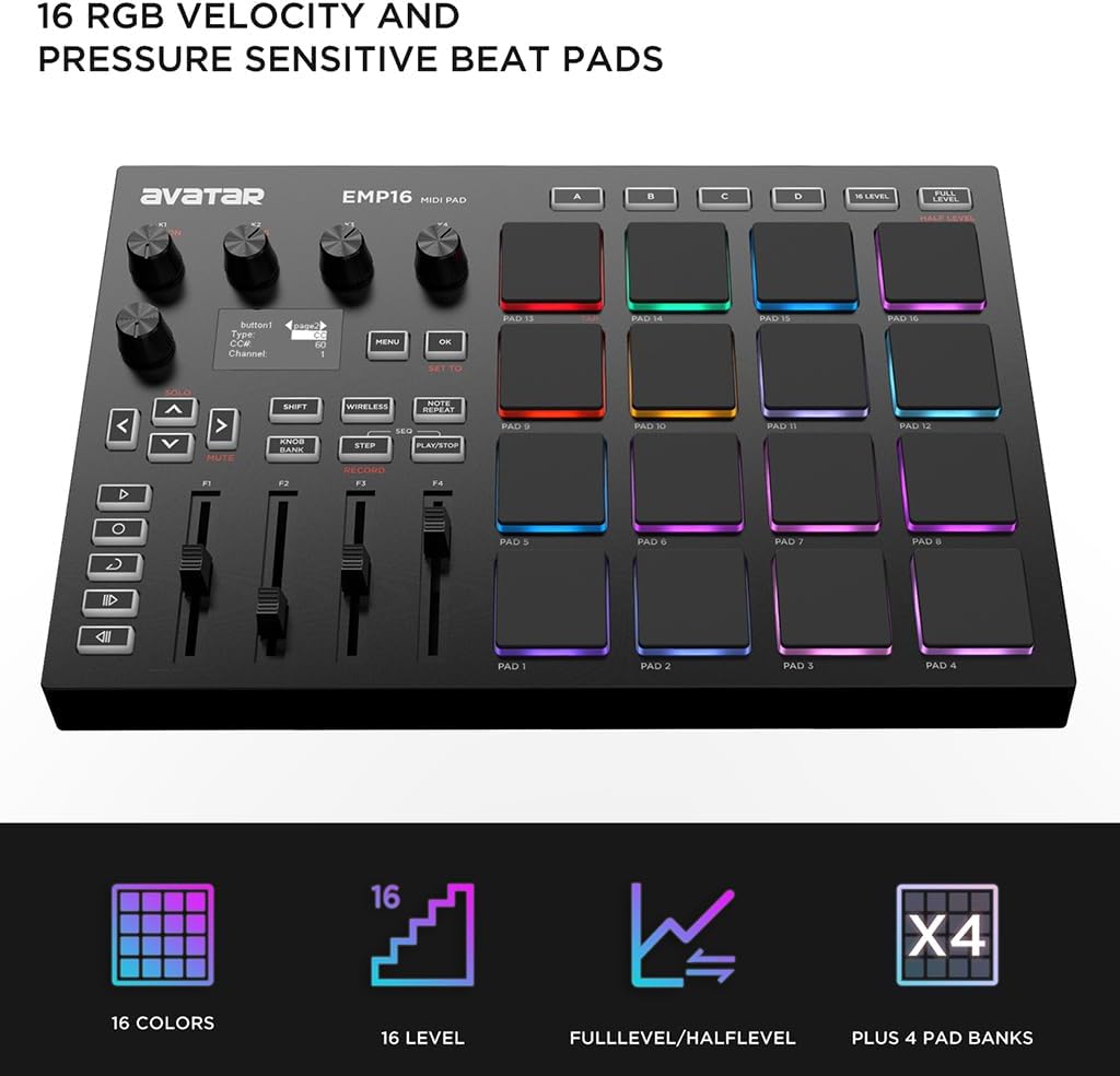 EMP16 Bluetooth MIDI Beat Pad + White EMK-25 USB MIDI Keyboard Contoller Bundle