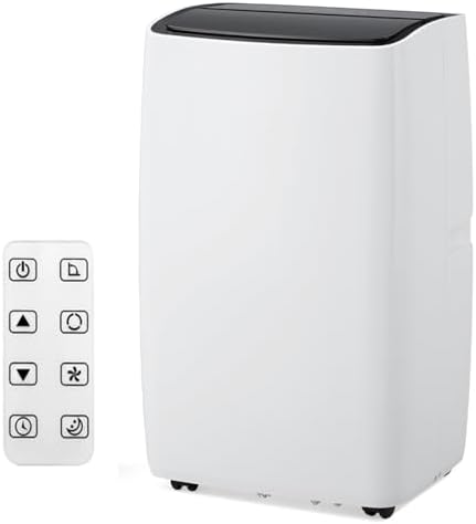 12,000 BTU Portable Air Conditioner - Free Standing AC Unit with Cooling/Fan/Dehumidifier for Rooms Up to 550 Sq.Ft, Includes Remote & Window Kit for Home, Office, Dorm, Black