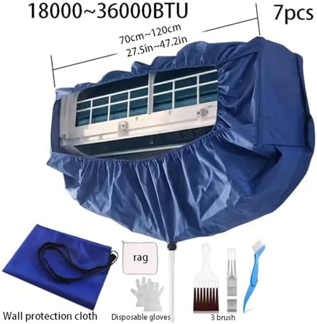 Air Conditioning Cleaning Cover: Thickened Dust Water Bag With Support Plate Cleaner Set For 9000~36000BTU Hanging AC(7pcs 120cm 47.2in)