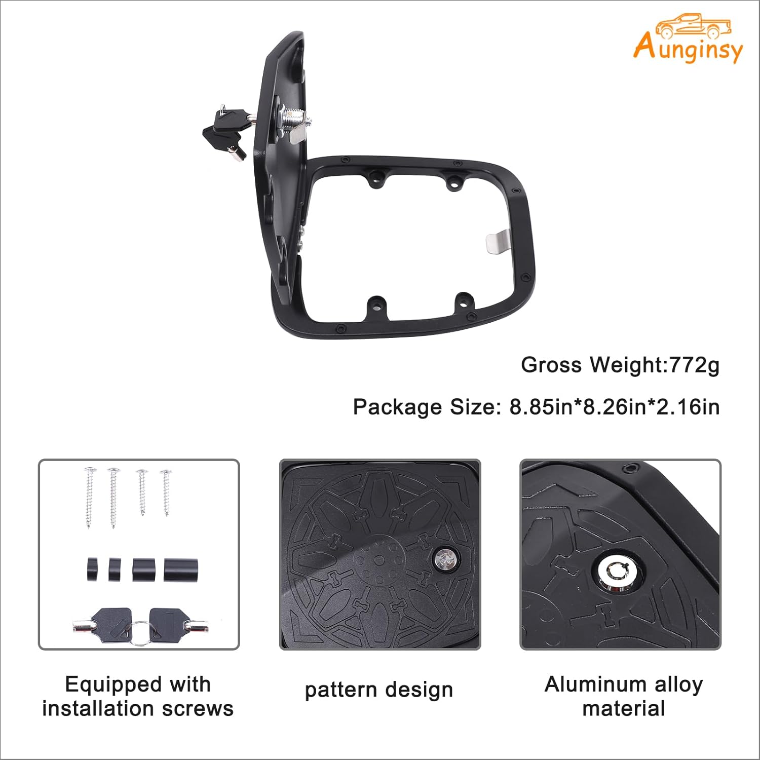 Aunginsy Car Fuel Tank Cap Replacement Anti-theft Lock Cap Compatible with Toyota Tacoma 2016-2023 Pickup Door Fuel Tank Cover W/Lock Gas Cap Tank Trim Cover Fuel Filler Door Protector Accessories