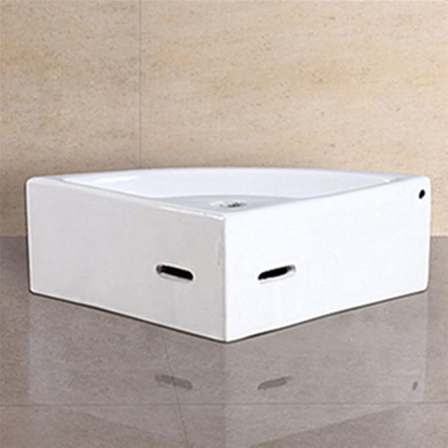 Bathroom Vessel Sink White Small Wall Mount Corner Bathroom Sink Triangle Porcelain Ceramic Wall Mount Mini Vanity Space Bathroom Sink Bowls Bathroom