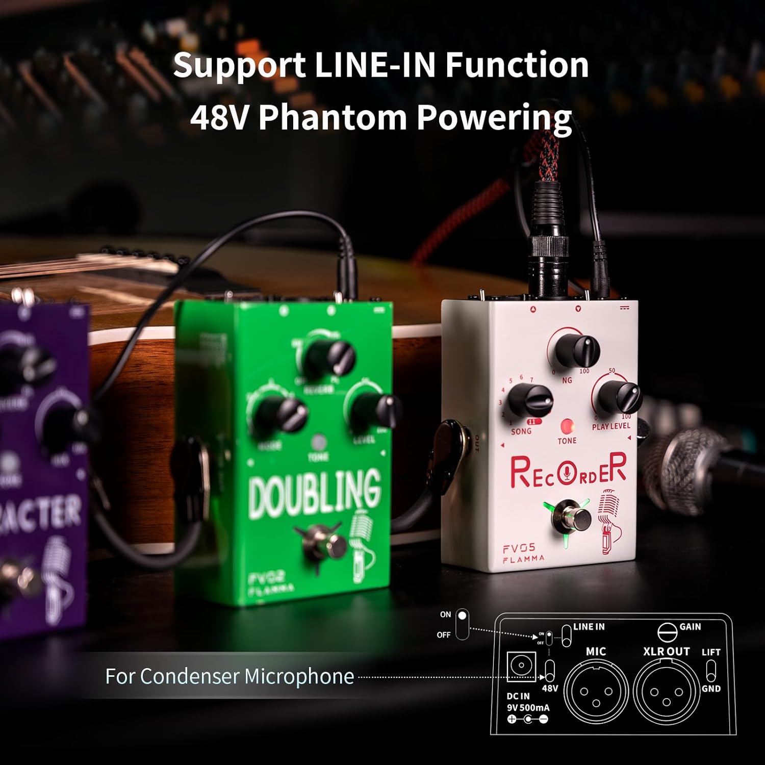 FLAMMA FV05 Recorder Vocal Effects Processor with 70 Minutes Recording Capacity Noise Gate & Reverb Effects for Vocal Guitar Reverb Looper Stompbox for Singer Songwriting Record Creative Inspiration