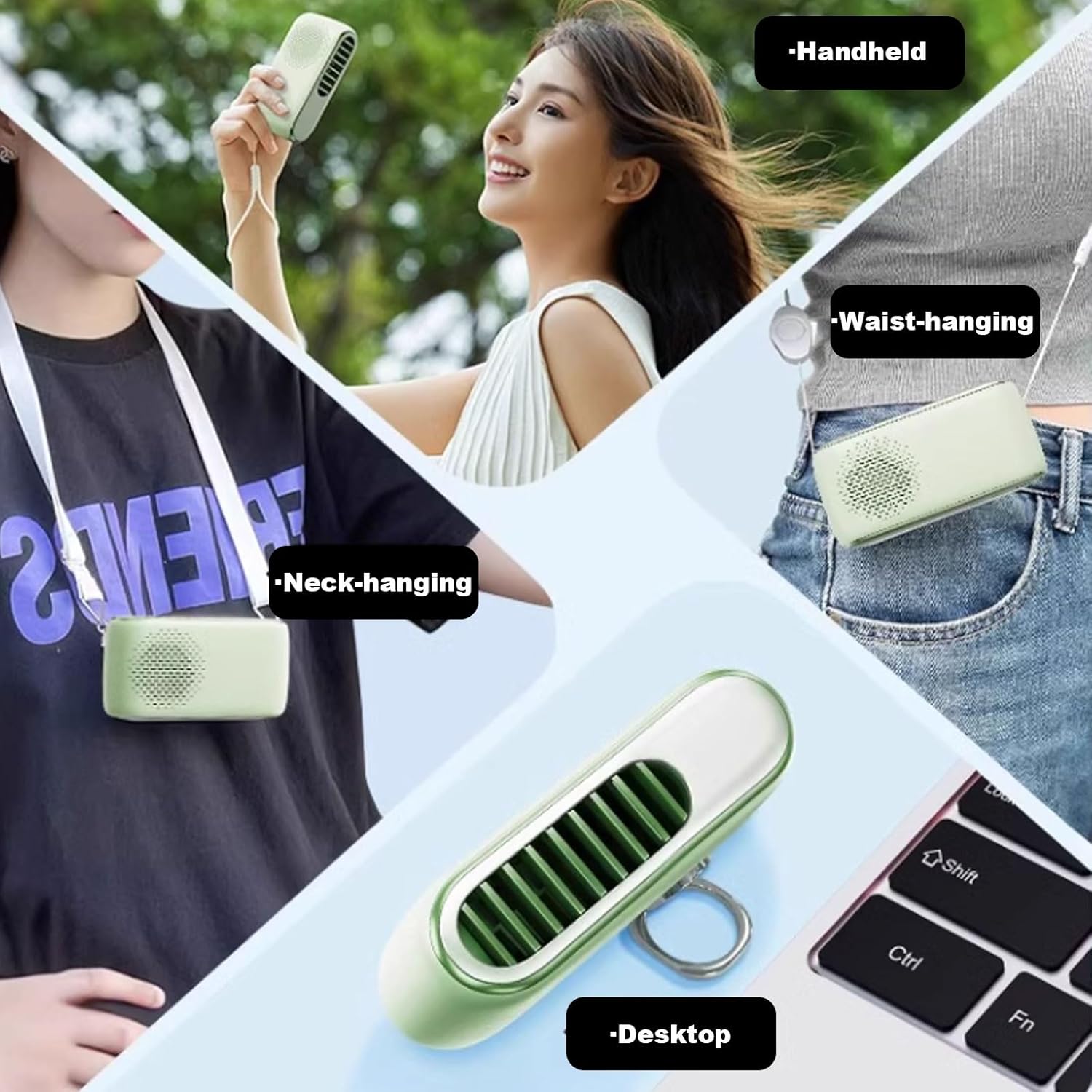 Fans That Blow Cold Air 3 Wind Speeds Desk Air Conditioner Small Quiet Bladeless Design Handheld Small Fan Rechargeable No Assembly Required(Rose)