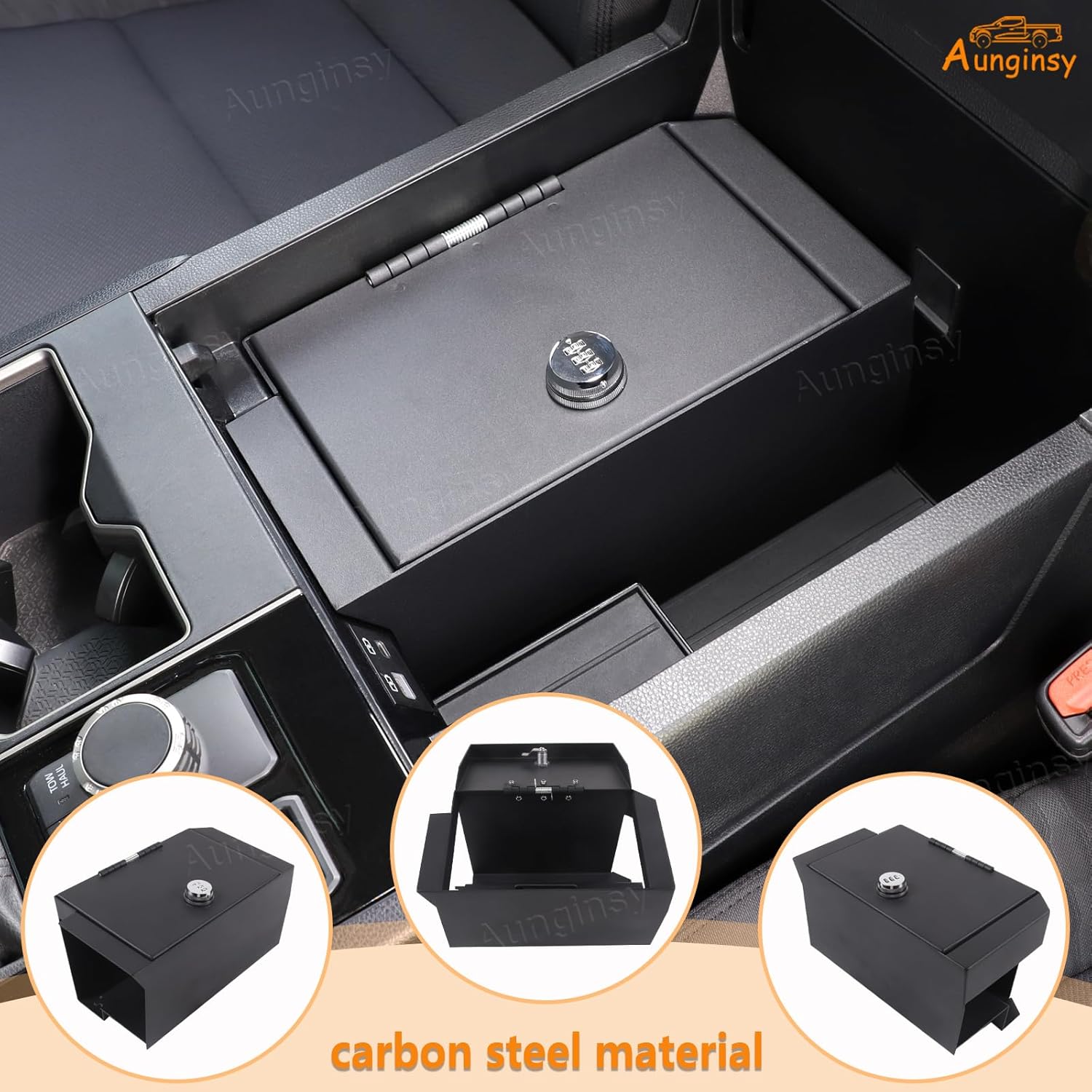 Car Center Console Lock Safe Box Armrest Storage Compatible with Toyota Tundra 2022-2026, Center Console Lock Box Armrest Security Organizer Tray Vault with 3 Digit Combo Password Insert Accessories