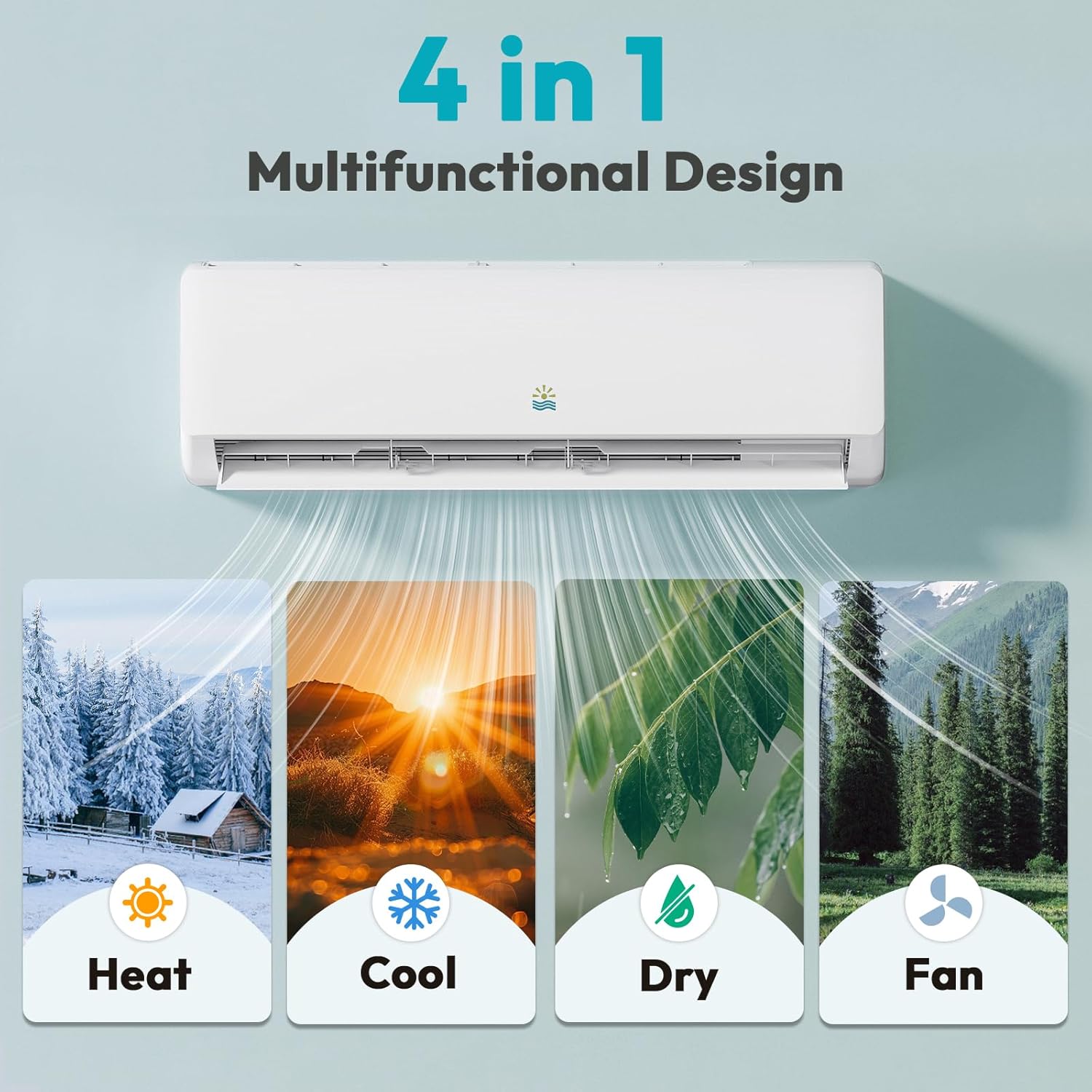12000 BTU Mini Split Ac/Heating System, 19 SEER2 115V Air Conditioner Inverter Heating and Cooling, Wall Mounted Ductless ac split units Cools Up to 750sq.ft, 24H Timer, Installation Kit