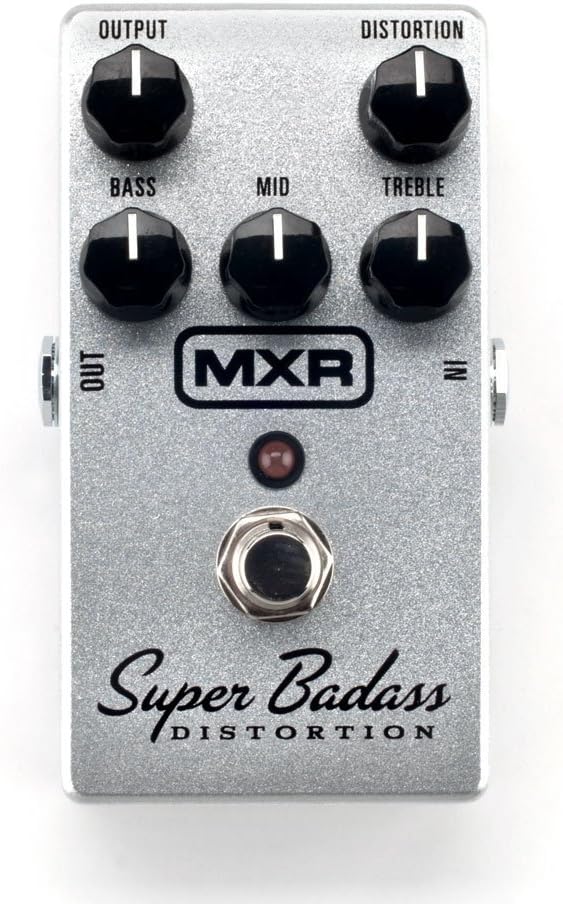 MXR M75 Super Badass Distortion Guitar Effects Pedal with Power Supply, 2 Patch Cables, and 6 Dunlop Picks