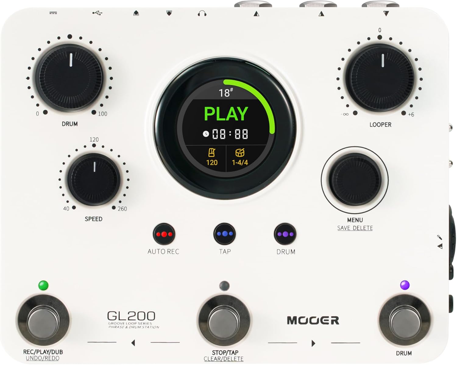 MOOER GL200 Looper Pedal Drum Machine, Drum Looper Guitar Pedal with 800 Mins Loop Dual TRS MIDI I/O Custom Drum Kits MIDI Groove Import Bluetooth Audio Integration Supports Microphone Headphone